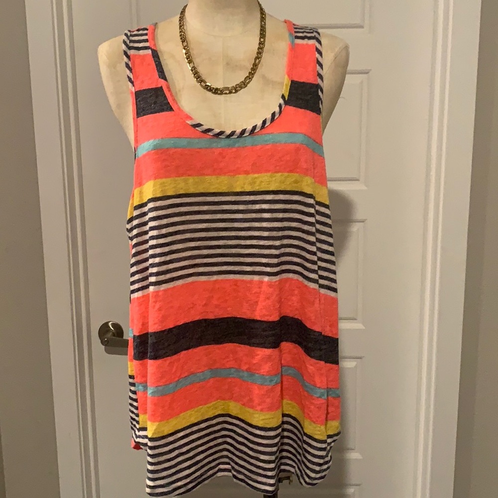 Shoreline Stripe Andrea Tank Top - Size XL | Classic & Casual Summer Style
